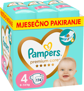Pelene mjesečno pakiranje vel. 4 (9 – 14 kg) Pampers Premium Care