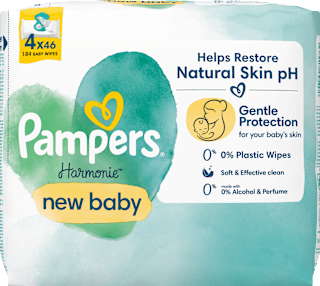 Vlhčené utierky New Baby - 4 x 46 Pampers Harmonie