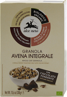 Granola di avena integrale biologica con cioccolato fondente alce nero