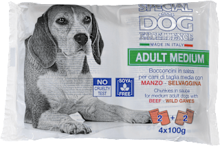 Multi pakiranje mokre hrane za odrasle pse srednjih pasem Divjačina + Govedina, 4x100 g SPECIAL DOG EXCELLENCE
