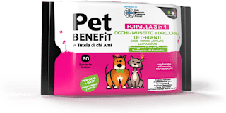Salviette detergenti occhi, musetto e orecchie Pet Benefit