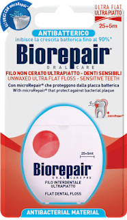 Filo interdentale non cerato ultrapiatto per denti sensibili Biorepair