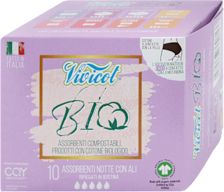 Assorbenti Bio notte con ali ripiegati Vivicot