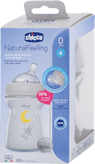 Dojčenská sklenená fľaša Natural Feeling, 250 ml - 0m+ Chicco