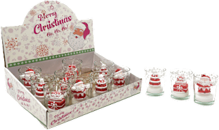 Candela natalizia in vetro assort. m HOME