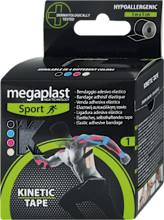 Bendaggio adesivo elastico color nero megaplast