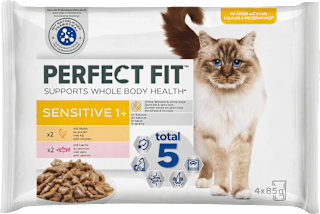 Nassfutter Katze sensitive 1+ mit Huhn & Lachs in Sauce PERFECT FIT