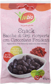 Snack bacche di goji ricoperte di cioccolato fondente Vivibio