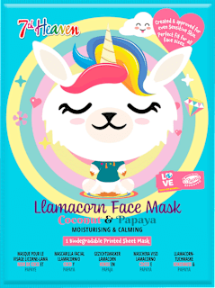 Detská textilná pleťová maska Llamacorn Kokos & Papája 7th Heaven