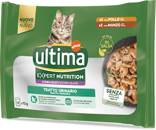 Cibo umido per gatti sterilizzati con pollo e manzo ultima