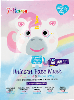 Detská pleťová maska Unicorn Yuzu Fruit & Dubia Berry 7th Heaven
