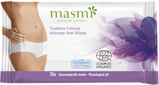 Wilgotne chusteczki do higieny intymnej 100% bawełny organicznej masmi