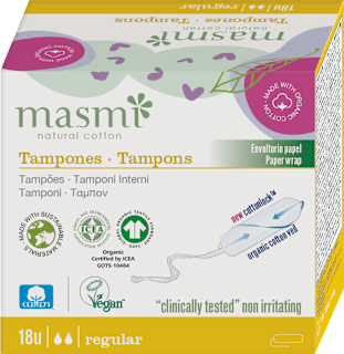 Tampony bawełniane organiczne bez aplikatora Regular masmi