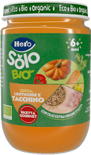 Omogeneizzato biologico alla zucca, lenticchie e tacchino Hero Solo