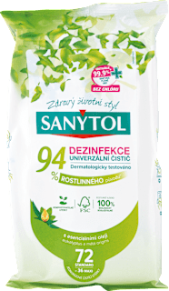 Dezinfekčné čistiace utierky 94% rastlinného pôvodu SANYTOL