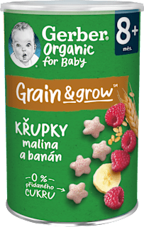 Grain & grow křupky s příchutí maliny a banánu Gerber Organic