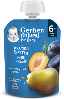 příkrm v sáčku hruška, švestka Gerber Natural