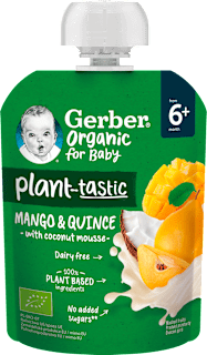 plant-tastic voćna kašica u vrećici – mango, dunja, kokosovo mlijeko, 6+ mjeseci Gerber Organic
