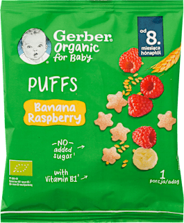 Bio banános málnás gabona snack 8 hónapos kortól Gerber Organic