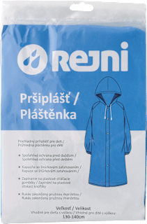 Priehľadný pršiplášť pre deti - s výškou 130-140 cm, modrá REJNI