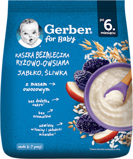 Kaszka ryżowo-owsiana bezmleczna jabłko i śliwka, po 6. miesiącu  Gerber