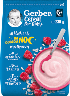 Cereal mléčná kaše malinová na dobrou noc Gerber Cereal