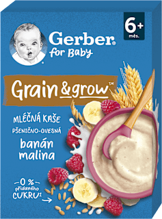Mliečna kaša pšenično-ovsená banán a malina Gerber