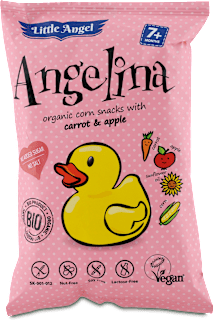 Angelina BIO kukuričné chrumky s mrkvou a jablkom Little Angel