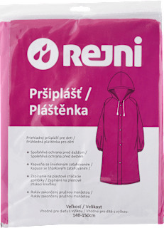 Priehľadný pršiplášť pre deti - s výškou 140-150 cm, magenta REJNI