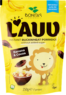 BIO Pohánková kaša s banánom a kakaom LAUV BONITAS ORGANIC