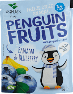BIO zmes sušených banánov a čučoriedok Penguin Fruits BONITAS ORGANIC