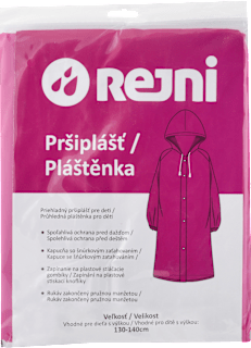 Priehľadný pršiplášť pre deti - s výškou 130-140 cm, magenta REJNI