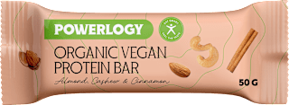 Vegánska proteínová tyčinka Organic s mandľami, kešu orieškami a škoricou Powerlogy