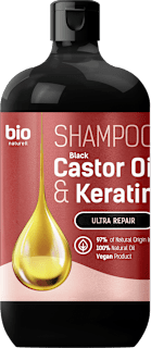 Black Castor Oil & Keratin Szampon do wszystkich rodzajów włosów Bio Naturell