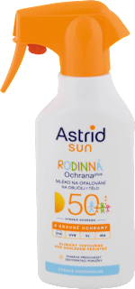 Mlieko na opaľovanie v spreji Rodinná ochrana plus, OF 50 Astrid