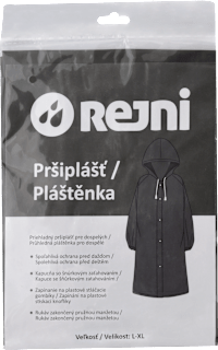 Priehľadný pršiplášť pre dospelých - veľ. L-XL, čierna REJNI