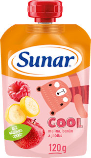 Cool ovocný příkrm v sáčku malina, banán, jablko Sunar