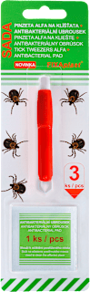 pinzeta na klíšťata s antibakteriálními ubrousky FIXAplast NATURE HEAT