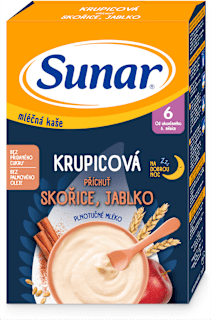 mléčná krupicová kaše na dobrou noc Skořice a Jablko Sunar
