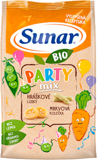 BIO křupky Party mix mrkvové a hráškové křupky Sunar