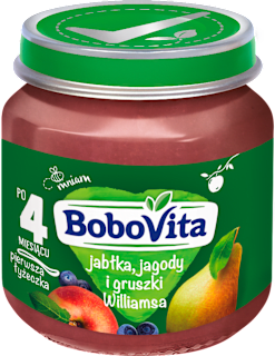 Jabłka jagody i gruszki Williamsa po 4. miesiącu Bobovita