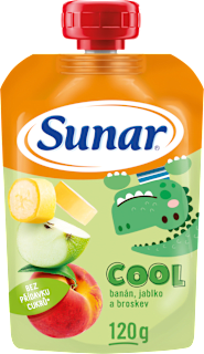 Cool ovocný příkrm v sáčku broskev, banán a jablko Sunar