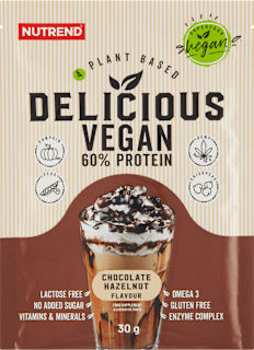 Delicious Vegan Protein čokoláda + lískový ořech NUTREND