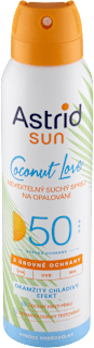 sun neviditelný suchý sprej na opalování Coconut Love SPF50 Astrid