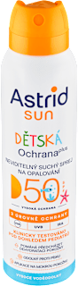 sun neviditelný suchý sprej na opalování dětská ochrana plus SPF50  Astrid