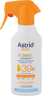 Mlieko na opaľovanie v spreji Rodinná ochrana plus, OF 30 Astrid