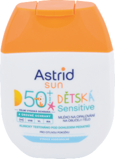 Detské mlieko na opaľovanie SUN Sensitive OF50+  Astrid