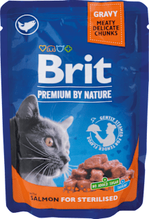 Krmivo pre kastrované mačky v kapsičke Premium By Nature s lososom Brit