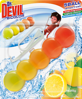Odorizant de wc bicolor cu aromă de lamâie Dr.DEVIL