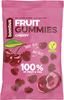 ovocné kousky Fruit Gummies s příchutí třešeň bombus